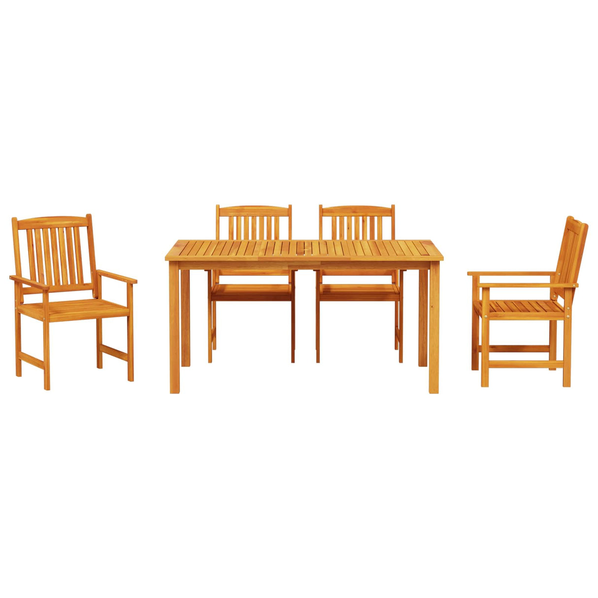 vidaXL Tuin Eettafel Set 5 pcs Bruin Massief Acacia Hout