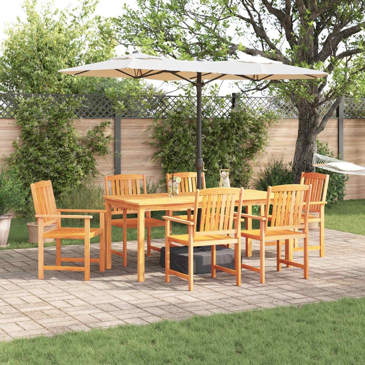vidaXL Tuin Eettafel Set 7 pcs Bruin Massief Acacia Hout