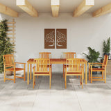 vidaXL Tuin Eettafel Set 7 pcs Bruin Massief Acacia Hout