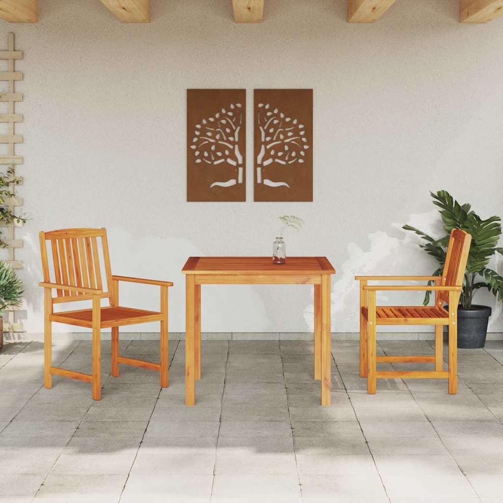 vidaXL Tuin Eettafel Set 3 pcs Bruin Massief Acacia Hout