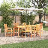 vidaXL Tuin Eettafel Set 7 pcs Bruin Massief Acacia Hout