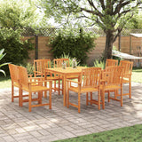 vidaXL Tuin Eettafel Set 7 pcs Bruin Massief Acacia Hout