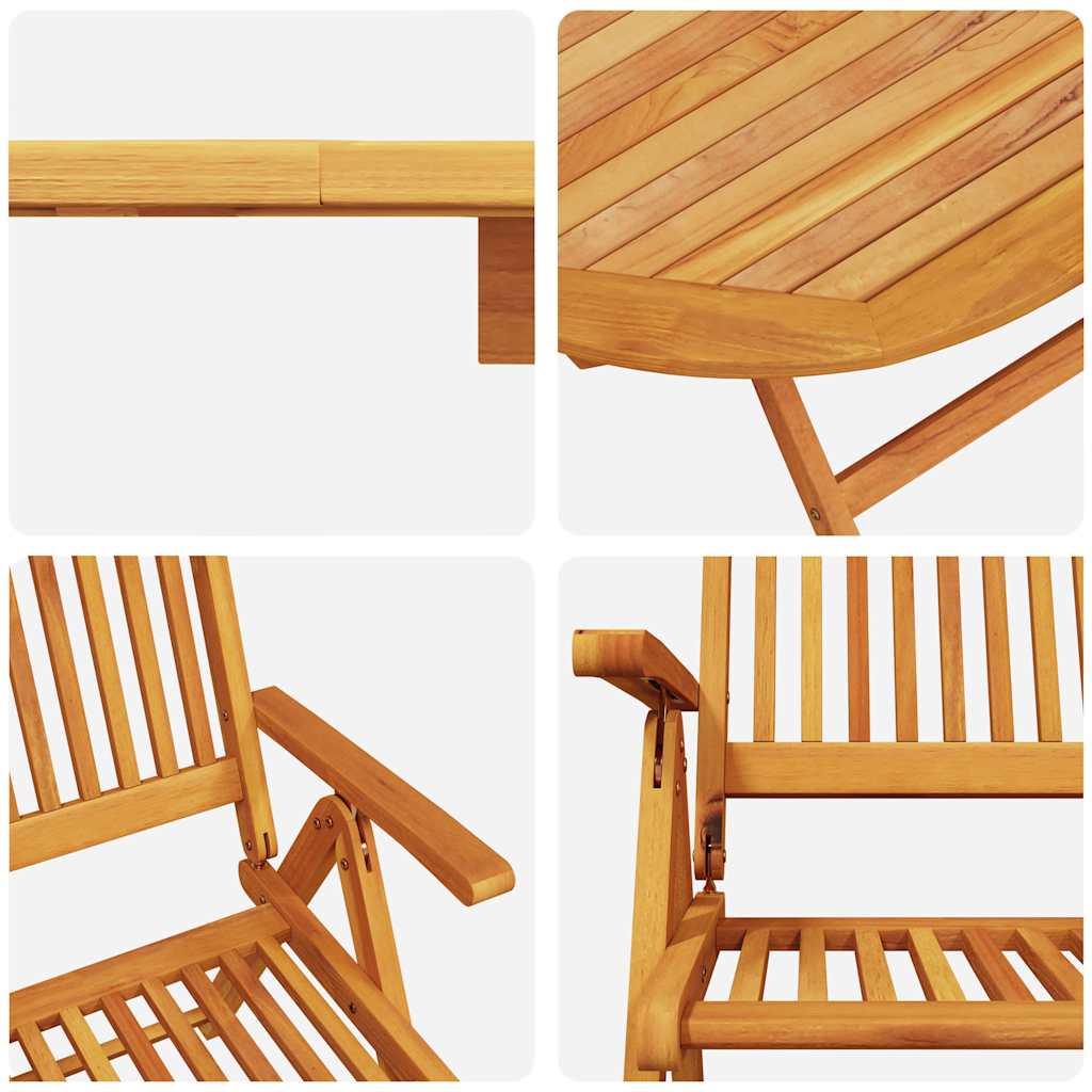 vidaXL Tuin Eettafel Set 5 pcs Bruin Massief Acacia Hout