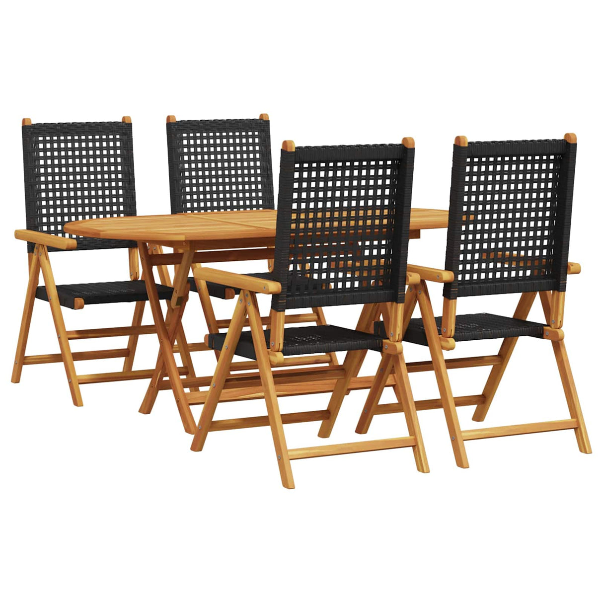 vidaXL Tuin Eettafel Set 5 pcs Zwart Massief Acacia Hout