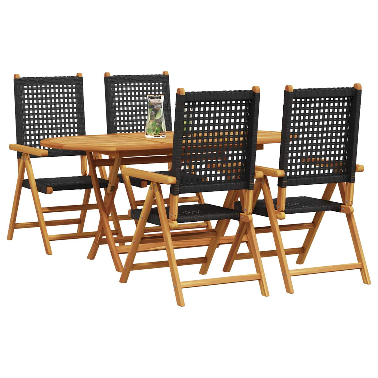 vidaXL Tuin Eettafel Set 5 pcs Zwart Massief Acacia Hout
