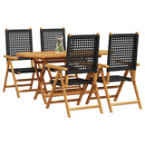 vidaXL Tuin Eettafel Set 5 pcs Zwart Massief Acacia Hout