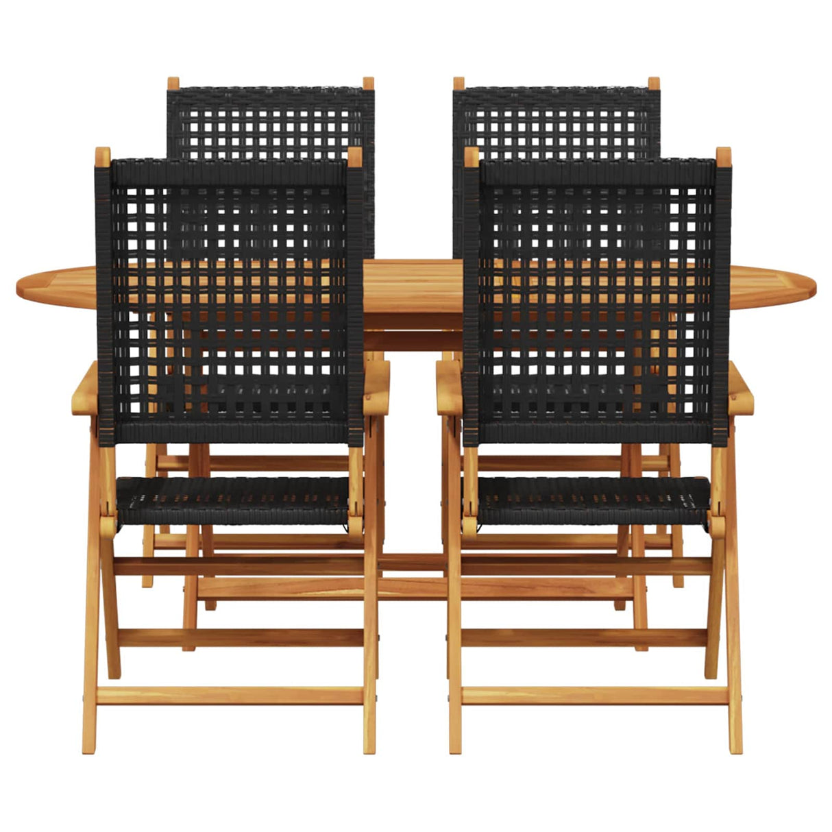 vidaXL Tuin Eettafel Set 5 pcs Zwart Massief Acacia Hout