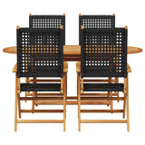 vidaXL Tuin Eettafel Set 5 pcs Zwart Massief Acacia Hout