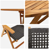 vidaXL Tuin Eettafel Set 5 pcs Zwart Massief Acacia Hout