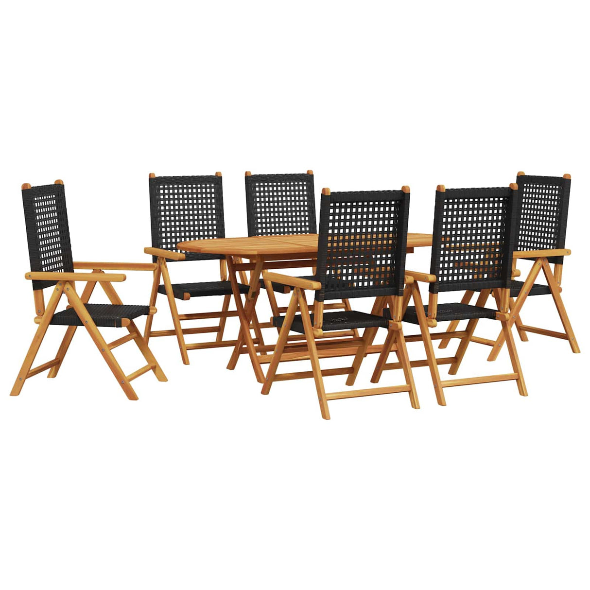 vidaXL Tuin Eettafel Set 5 pcs Zwart Massief Acacia Hout