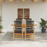 vidaXL Tuin Eettafel Set 5 pcs Zwart Massief Acacia Hout