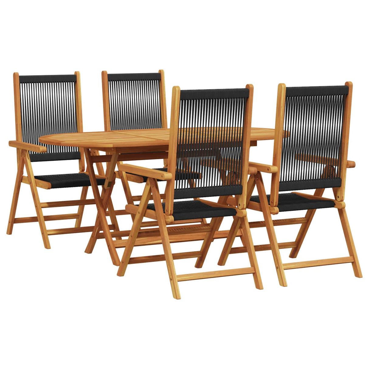 vidaXL Tuin Eettafel Set 5 pcs Zwart Massief Acacia Hout
