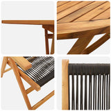 vidaXL Tuin Eettafel Set 5 pcs Zwart Massief Acacia Hout