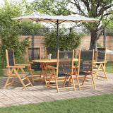 vidaXL Tuin Eettafel Set 5 pcs Zwart Massief Acacia Hout