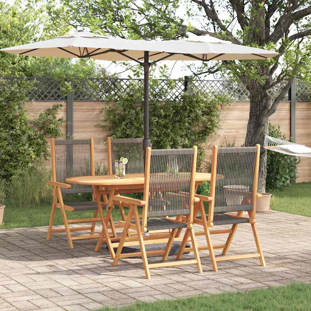 vidaXL Tuin Eettafel Set 5 pcs Zwart Massief Acacia Hout