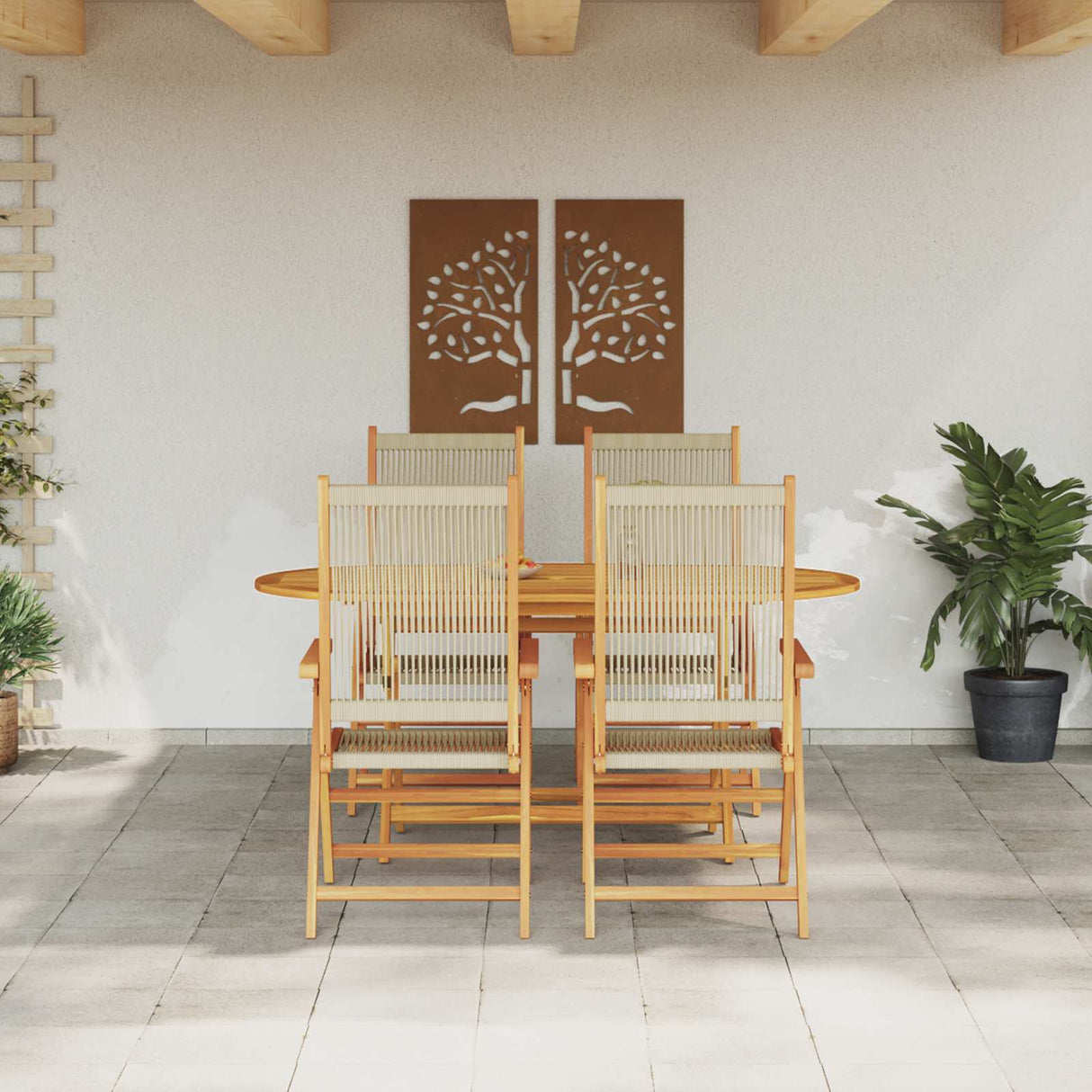 vidaXL Tuin Eettafel Set 5 pcs Zwart Massief Acacia Hout