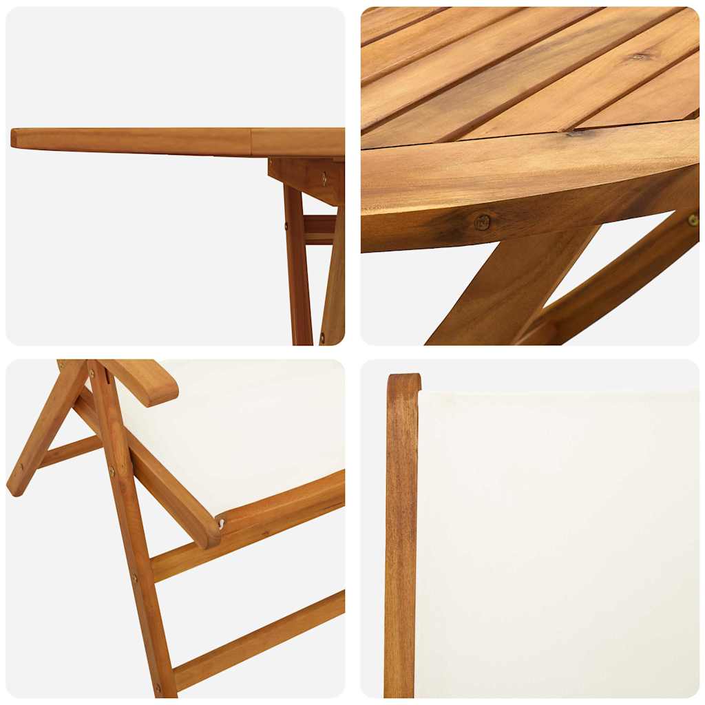 vidaXL Garden Dining Set 5 pcs Cream White Solid Acacia Wood