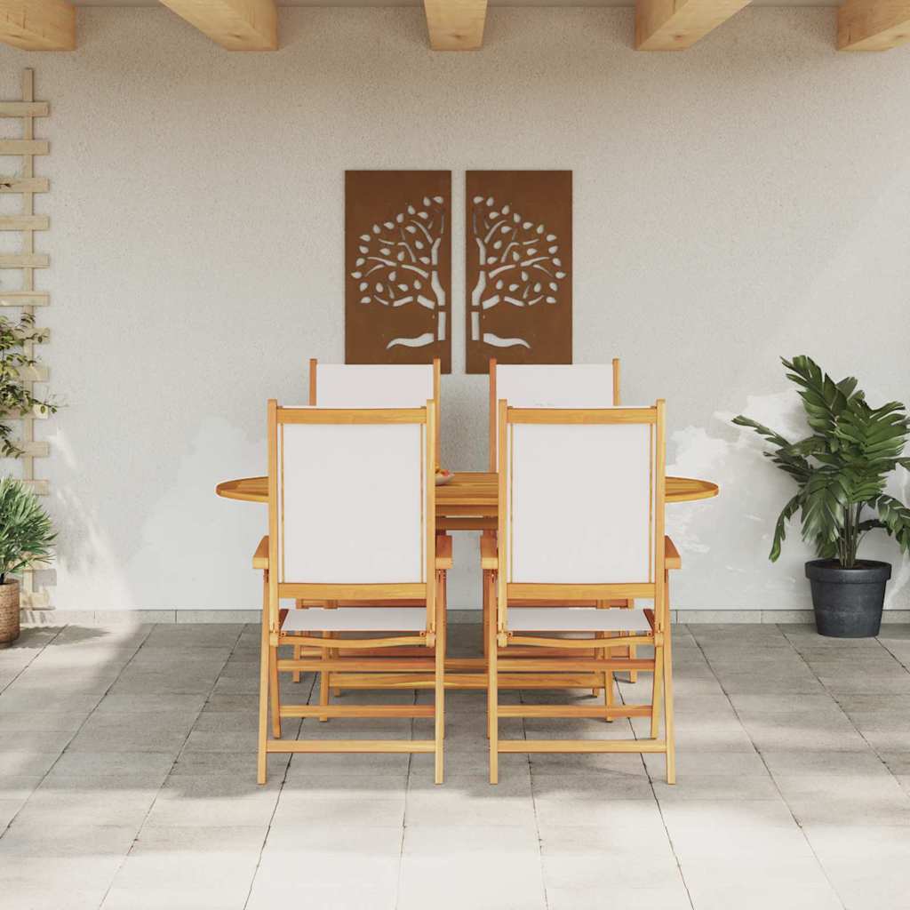 vidaXL Garden Dining Set 5 pcs Cream White Solid Acacia Wood
