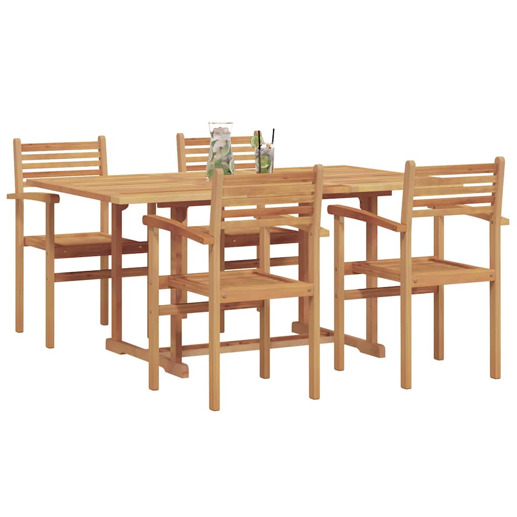 vidaXL Tuin Eettafel Set 5 pcs Naturel Massief Acacia Hout