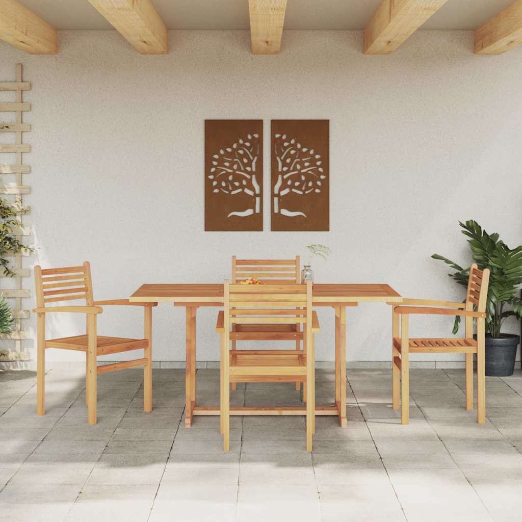 vidaXL Tuin Eettafel Set 5 pcs Naturel Massief Acacia Hout