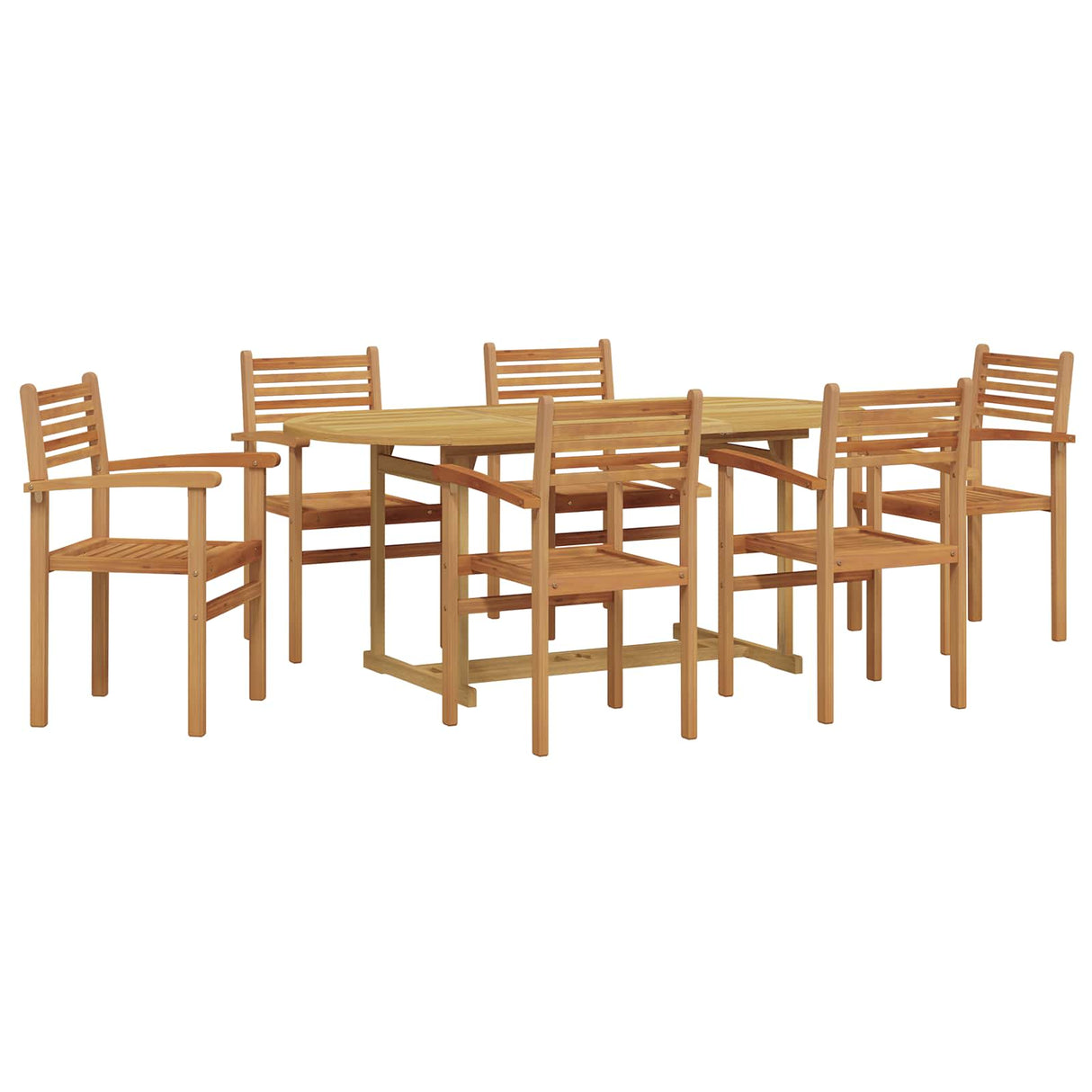 vidaXL Tuin Eettafel Set 7 pcs Bruin Massief Teakhout