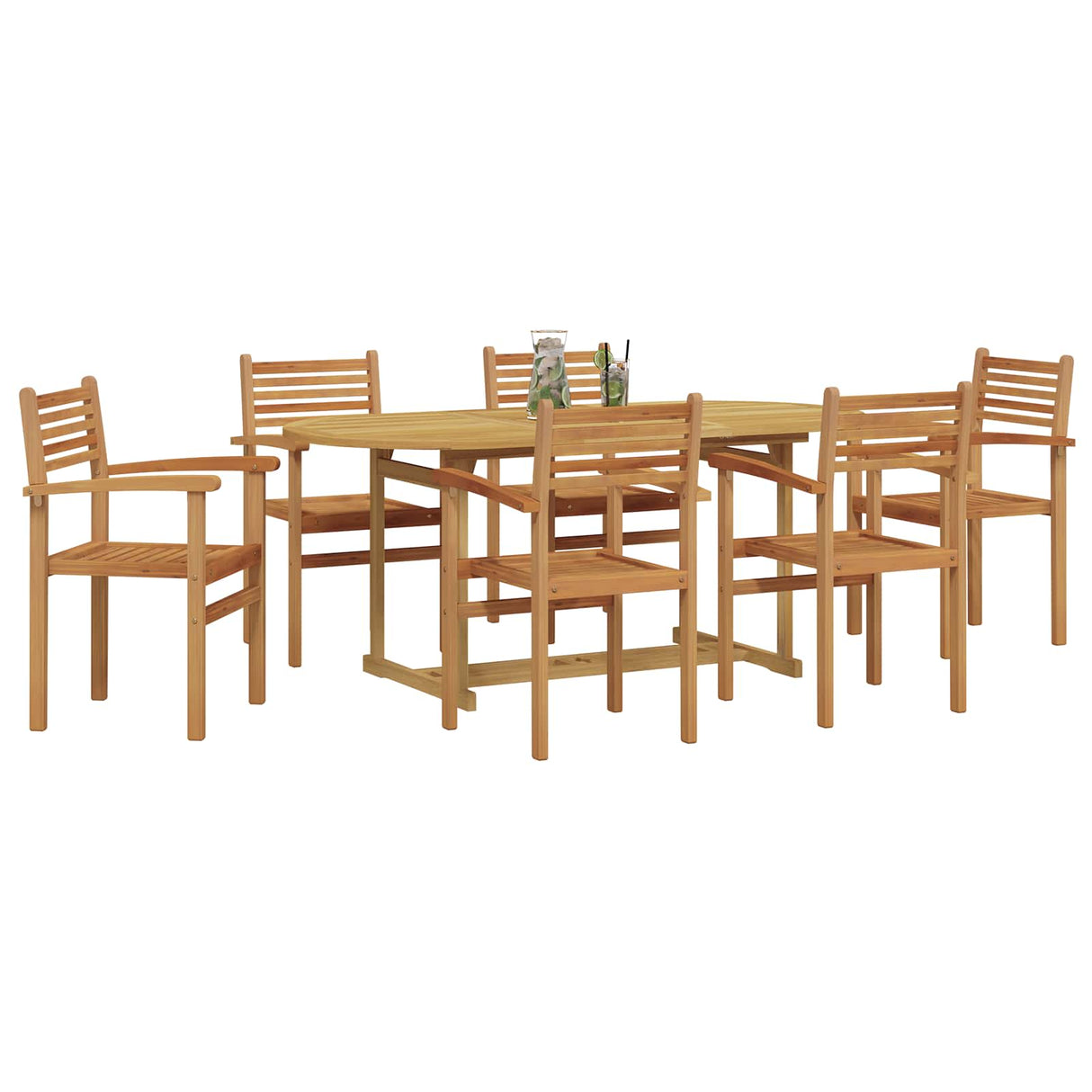 vidaXL Tuin Eettafel Set 7 pcs Bruin Massief Teakhout