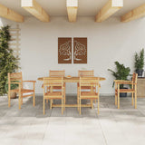 vidaXL Tuin Eettafel Set 7 pcs Bruin Massief Teakhout