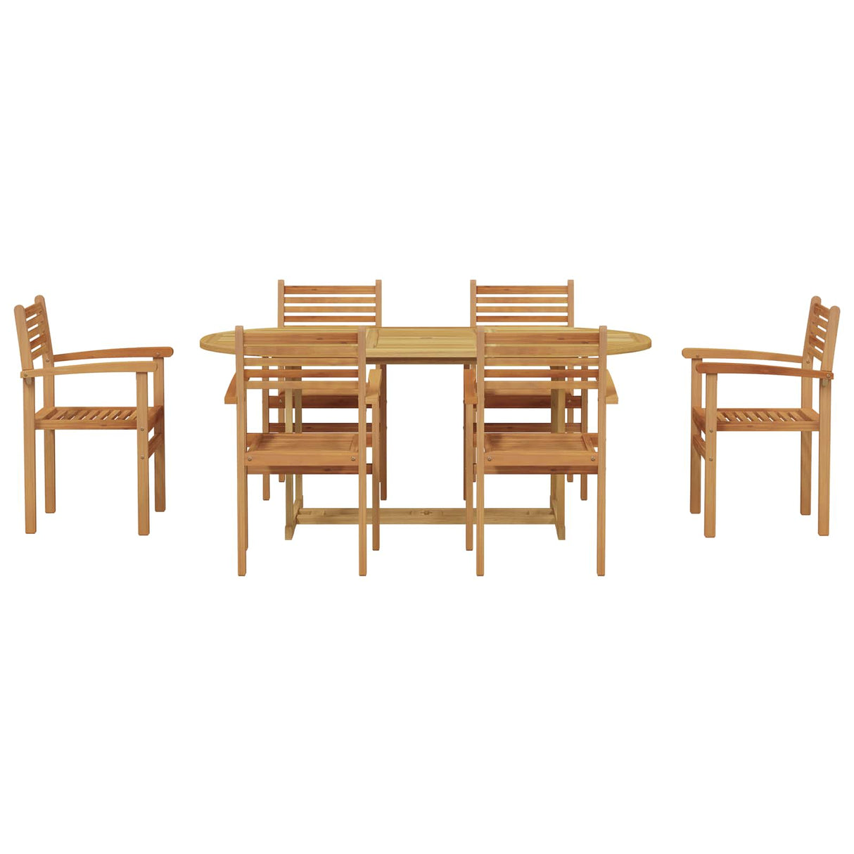 vidaXL Tuin Eettafel Set 7 pcs Bruin Massief Teakhout