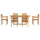 vidaXL Tuin Eettafel Set 7 pcs Bruin Massief Teakhout