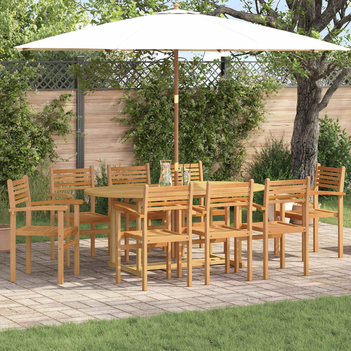vidaXL Tuin Eettafel Set 7 pcs Bruin Massief Teakhout