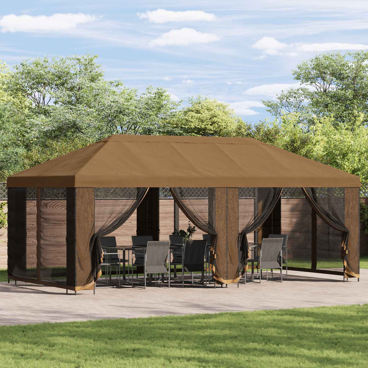 vidaXL Tuinpaviljoen 6 x 3 m Beige Polyester en Staal 190