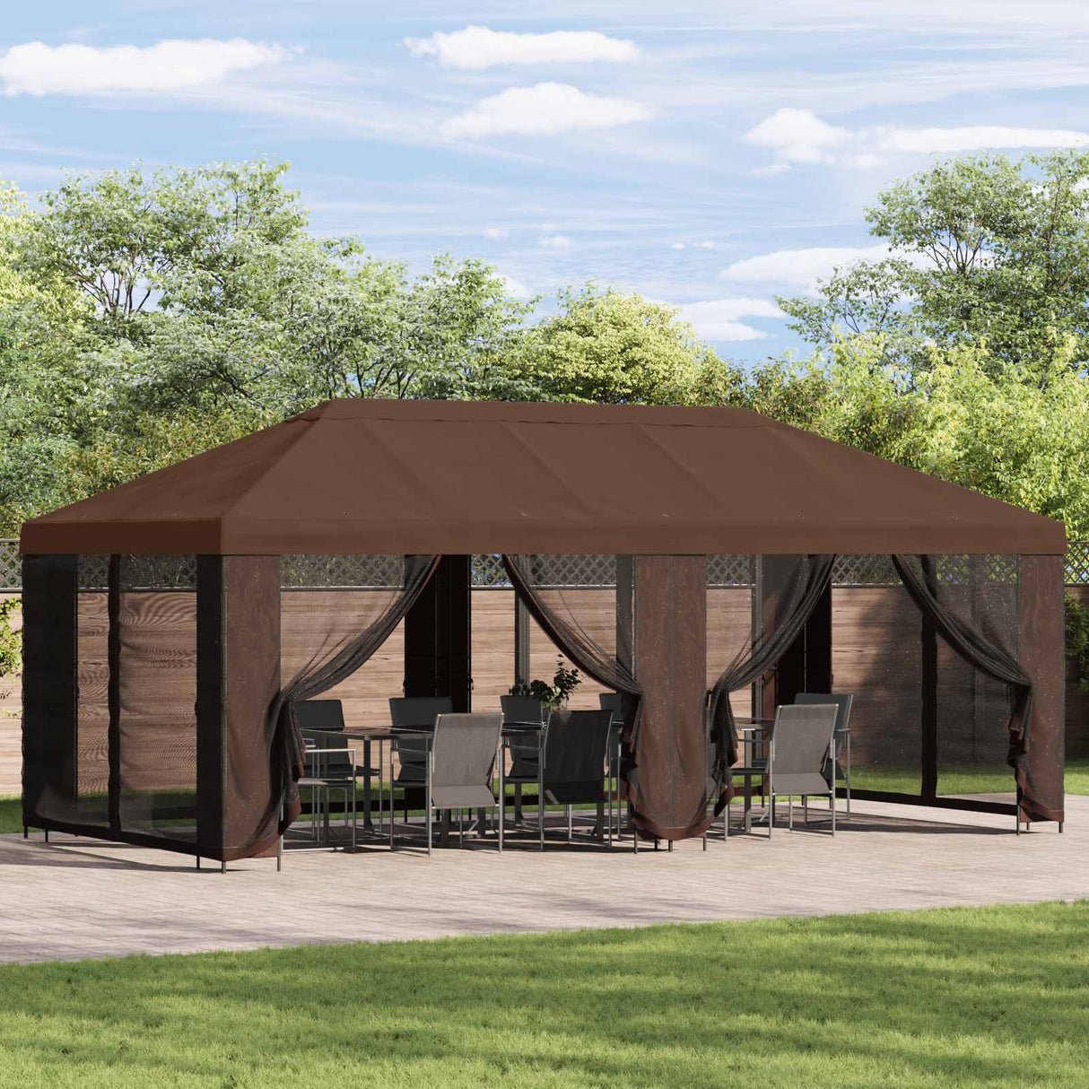 vidaXL Tuinpaviljoen 6 x 3 m Beige Polyester en Staal 190