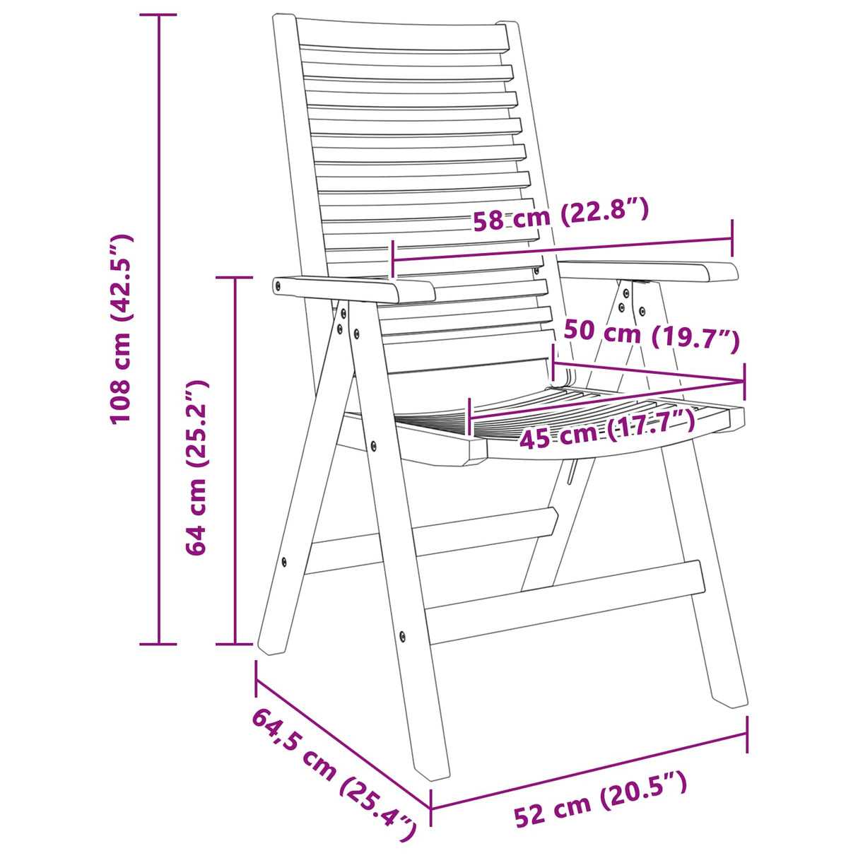 vidaXL Tuinstoel 4 pcs Bruin 52 x 64.5 x 108 cm Massief teakhout