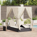vidaXL Dubbele ligstoel Warmwit 205 x 129 x 200 cm poly rattan
