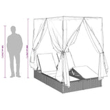 vidaXL Dubbele ligstoel Warmwit 205 x 129 x 200 cm poly rattan