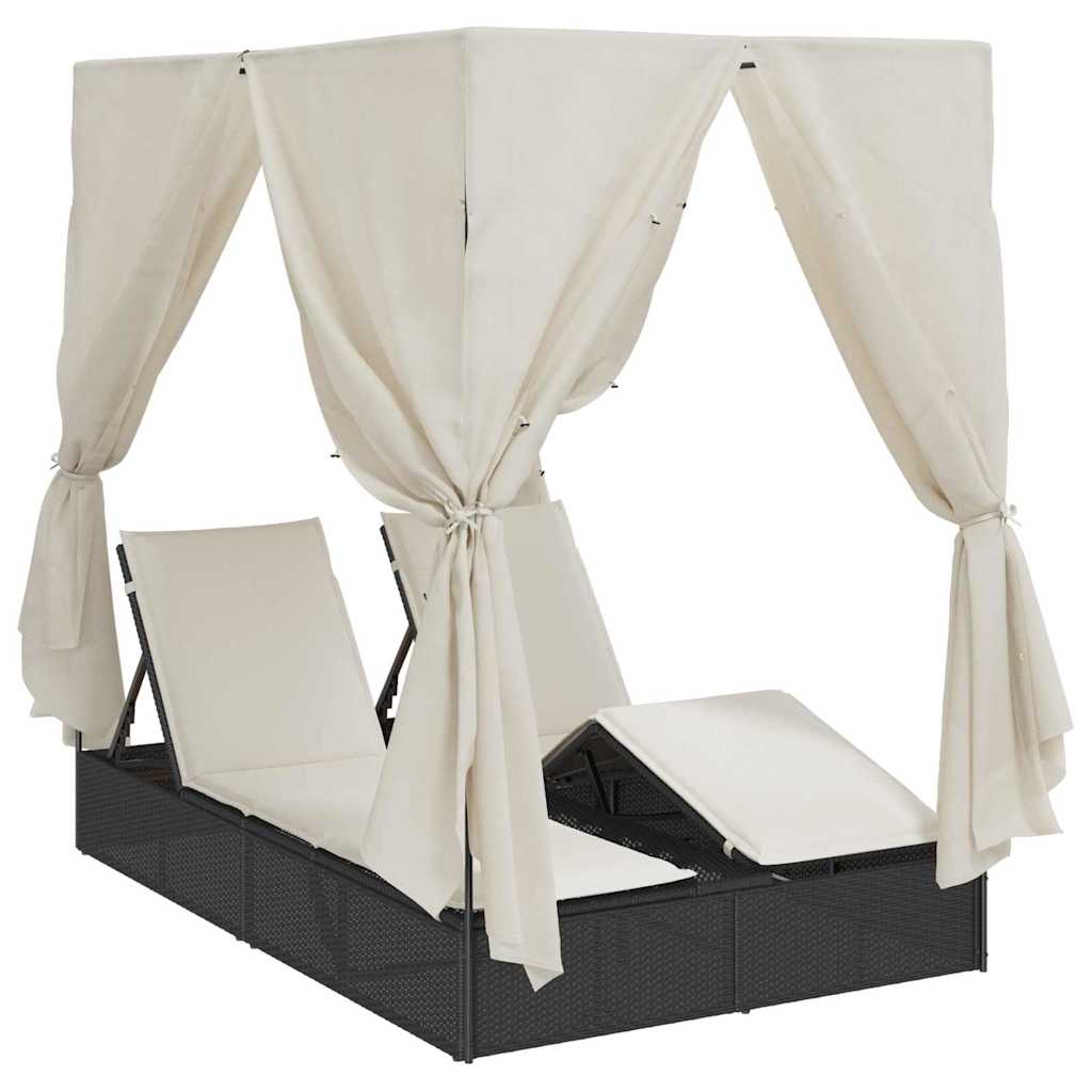 vidaXL Dubbele ligstoel Warmwit 205 x 129 x 200 cm poly rattan
