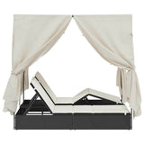 vidaXL Dubbele ligstoel Warmwit 205 x 129 x 200 cm poly rattan