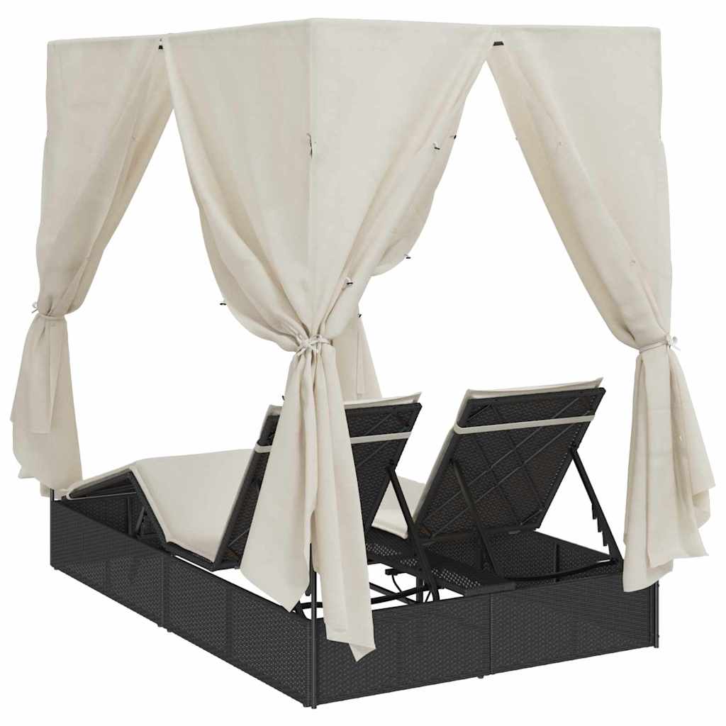 vidaXL Dubbele ligstoel Warmwit 205 x 129 x 200 cm poly rattan