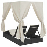 vidaXL Dubbele ligstoel Warmwit 205 x 129 x 200 cm poly rattan