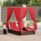 vidaXL Dubbele ligstoel Warmwit 205 x 129 x 200 cm poly rattan