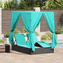 vidaXL Dubbele ligstoel Warmwit 205 x 129 x 200 cm poly rattan