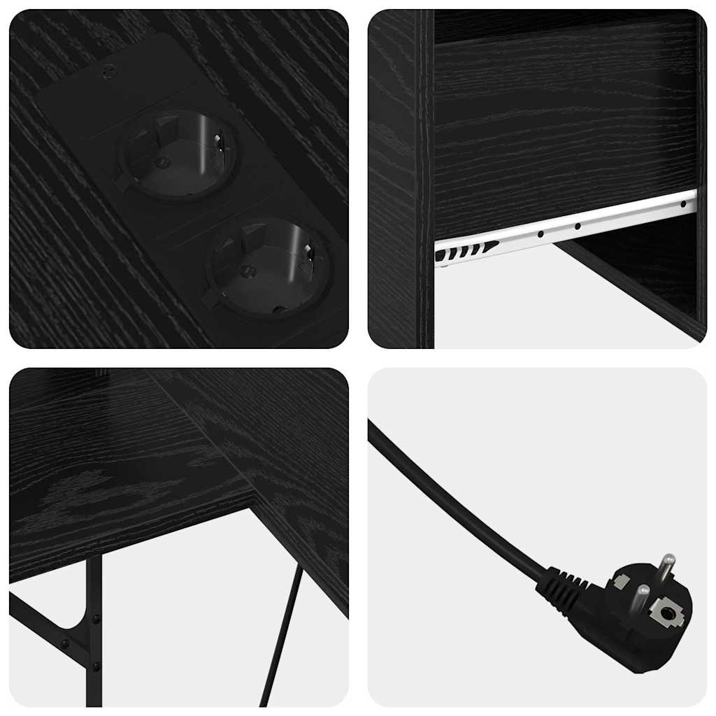 vidaXL Desk with Drawer Black Oak 182 x 101 x 87.5 cm Engineered Wood
