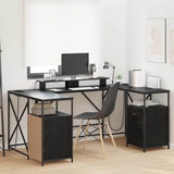 vidaXL Desk with Drawer Black Oak 182 x 101 x 87.5 cm Engineered Wood