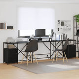 vidaXL Desk with Drawer Black Oak 182 x 101 x 87.5 cm Engineered Wood