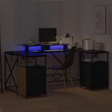 vidaXL Desk with Drawer Black Oak 182 x 101 x 87.5 cm Engineered Wood