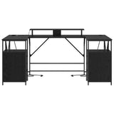 vidaXL Desk with Drawer Black Oak 182 x 101 x 87.5 cm Engineered Wood