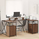vidaXL Desk with Drawer Black Oak 182 x 101 x 87.5 cm Engineered Wood
