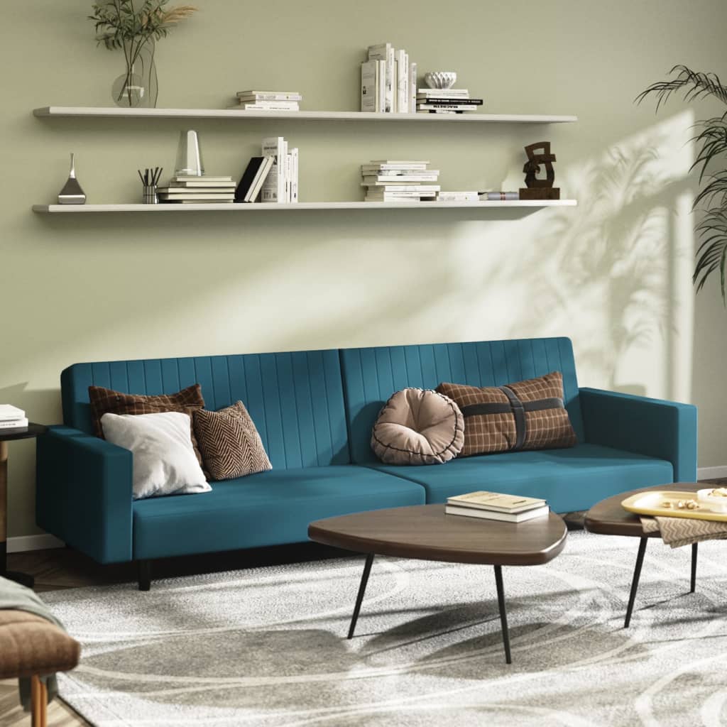 vidaXL 2-Seater Sofa Bed Velvet Blue