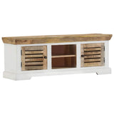 vidaXL Tableau mural 110x35x75 cm massif mangohout blanc et brun