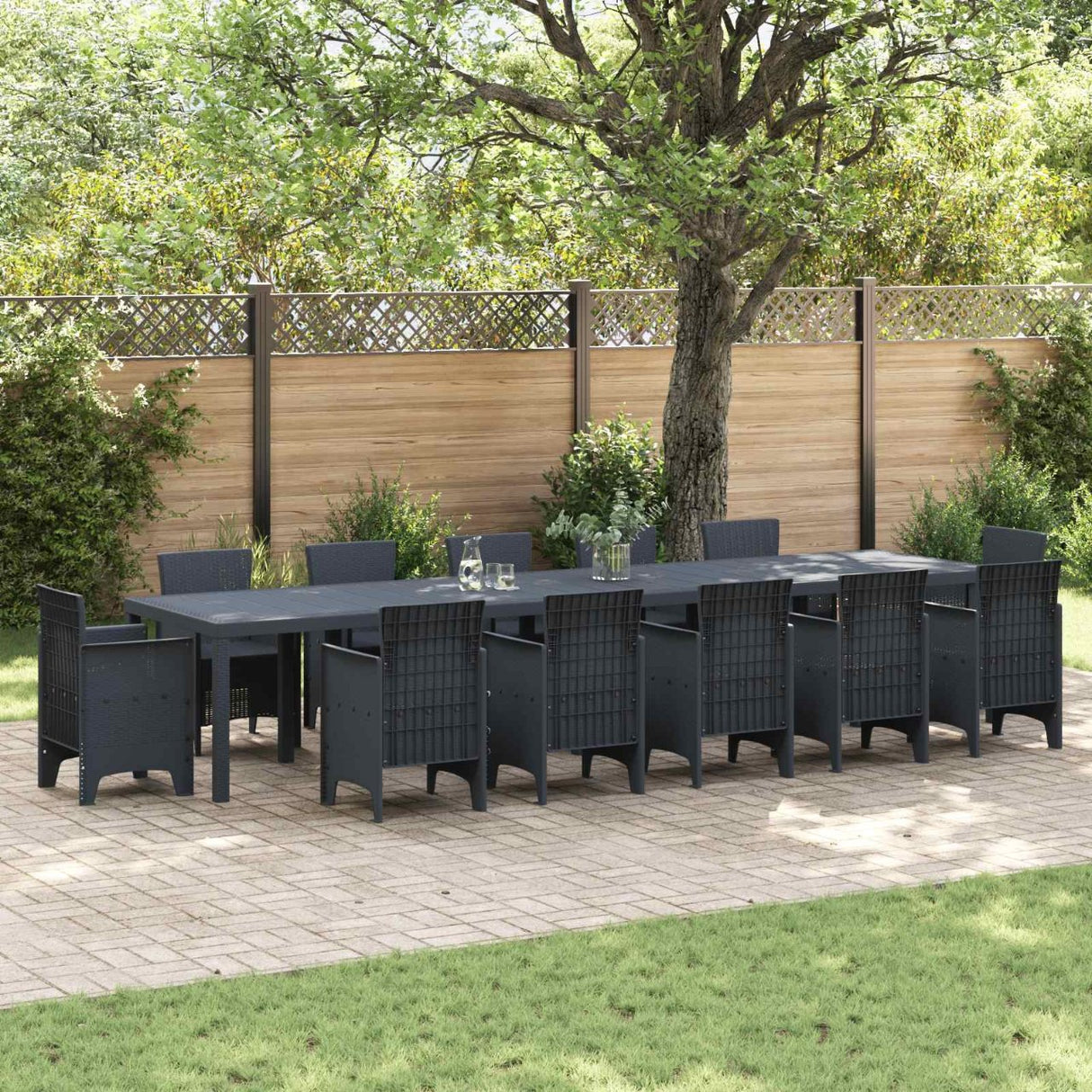 vidaXL Tuin Tafel Antraciet 250 x 100 x 73 cm poly rattan
